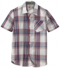 Volcom Boys 8-20 Ex Factor Plaid Short Sleeve Shirt, Dust Red, Small