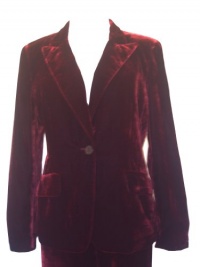 ANNE KLEIN Velvet Golden Sapphire 2-pc Jacket/Pant Suit-WINE-14P