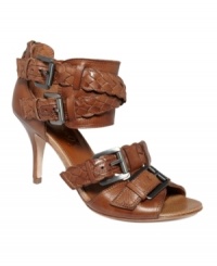 Urban-chic sandals with a boho vibe! Strappy buckles provide style in a cinch on the Rubyann sandals by Boutique 9.