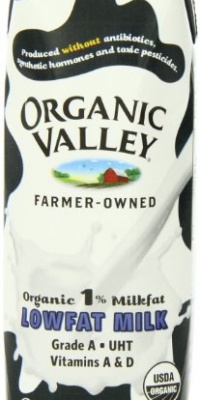 Organic Valley White 1 % Milkfat Lowfat Milk, 8-Ounce Carton (Pack of 12)