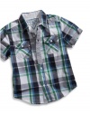 GUESS Kids Little Boy Moore Plaid Shirt, PLAID (4)