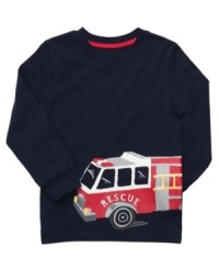 Rescue your little guys style with this cute long-sleeve tee from Carter's, showcasing a cute fire truck on the front.