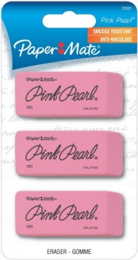 Paper Mate Pink Pearl Premium Erasers, 3 Large Erasers