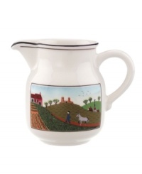 A villager leads his donkey back to the farm on this Design Naif creamer, featuring premium Villeroy & Boch porcelain.