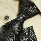 Black pattern men ties Black tie florals discount silk tie handkerchiefs cufflinks set H5153