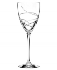 A fanciful cut pattern contrasts the timeless form of this Adorn wine glass from the Lenox crystal stemware collection.