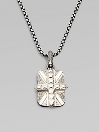 From the Alchemy in the UK Collection. A bold Union Jack, textured, studded and detailed with rhodium-plated accents, on a chunky chain of oxidized silver.Sterling silverRhodium-plated accentsChain length, about 24Pendant length, about 1Lobster claspImported