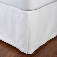 A solid pique bedskirt with hemstitch border detail and center pleat adds classic style to this collection.