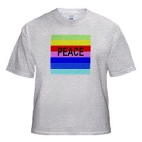 Word Peace On Green Yellow Red Pink Blue Aqua Stripes - Toddler Birch-Gray-T-Shirt (4T)