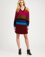 Bold colorblocked stripes give the right graphic punch to this soft wool pullover.V-neckDropped shouldersLong sleevesAbout 28 from shoulder to hemWoolDry cleanImportedModel shown is 5'10 (177cm) wearing US size Small.