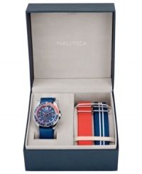 This preppy-chic watch set from Nautica lets you swap out straps for a change of color.