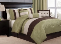 Victoria Classics Hudson 7-Piece King Comforter Set, Green/Chocolate