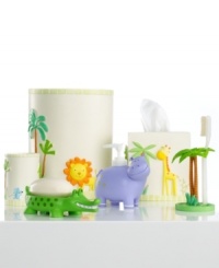 It's a zoo in here! A group of playful friends comes together in this soap and lotion dispenser, featuring friendly animals in fun and vibrant colors that your kids will adore.