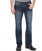 Raise your denim game with these washed and boot-cut styled jeans from Kenneth Cole Reaction.