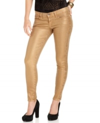 In high-shine gold coated denim, these Lucky Brand Jeans skinny jeans are a must-have for a fashion-forward fall wardrobe!