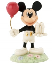 Treat the birthday boy or girl to a visit from Mickey Mouse. With a red balloon in one hand and a present in the other, Disney's most charming mouse grins ear to ear in Lenox fine china.