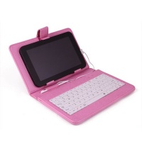 HDE® Pink Hard Cover Case with Keyboard for 7 Tablet