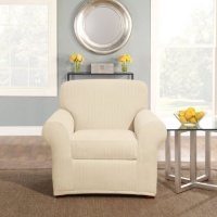 Sure Fit 119827270U_CREM Stretch Pinstripe Chair Slipcover, Cream