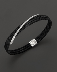 From the Celtic Noir collection, a white gold and black PVD cable necklace with a slash of pavé diamonds accenting the front. Designed by Charriol.