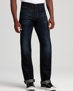 Hudson's bootcut jeans feature whiskering and fading for worn-in appeal.