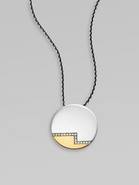 From the Nile Collection. A sleek modern disk of sterling silver and golden finishing, with a stepped row of shimmering white topaz, on a silver box chain.White topazSterling silverGoldplatedChain length, adjusts from about 16-18Pendant diameter, about 1Lobster claspImported