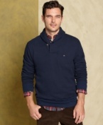 Don't let your fall fashion sink. Let this shawl collar sweater from Tommy Hilfiger buoy your layered look.