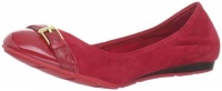 Cole Haan Women's Air Reesa Buckle Ballet Flat,Tango Red Suede,8.5 B US