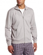 HUGO BOSS Men's Sleepwear Jacket With Mock Neck, Silver, Large