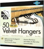 Closet Complete Ultra Thin Heavy Duty No Slip Velvet Suit Hangers, Black, Set of 50