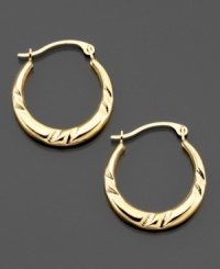 With a subtle side of style, nothing can stop you now! Highlight your look with these cute polished hoop earrings crafted in 14k gold. Approximate diameter: 1/2 inches.