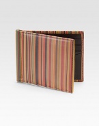 Slim leather case in signature striped leather, crafted in Italy.Eight card slotsCenter bill clip4½W X 3½HMade in Italy