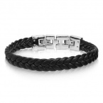 Braided Black Rubber Mens Bracelet 9mm wide with Double Stainless Steel Locking Clasp 8 1/2 inches