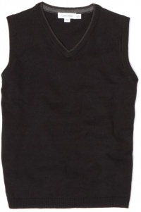 Calvin Klein Boys 8-20 Solid Sweater Vest, Black, Medium