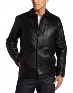 Perry Ellis Portfolio Men's Lambskin Button Front Jacket