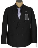 Sean John Mens Double Breasted Black Stripe Suit