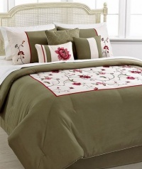 Hallmart Collectibles Vineyard Rose King 7 Piece Comforter Bed In A Bag Set