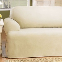 Sure Fit 139727269B_L-NTRL Duck Solid T-Cushion Loveseat Slipcover, Natural