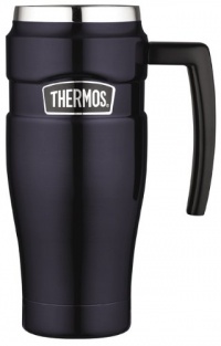 Thermos Stainless King 16-Ounce Leak- Proof Travel Mug with Handle, Midnight Blue