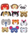 12 Assorted Foam Animal Masks for Birthday Party Favors Dress-up Costume