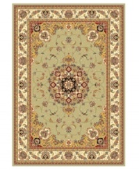 Safavieh's Lyndhurst collection offers the beauty and painstaking detail of traditional Persian and European styles with the ease of polypropylene. With a symphony of florals, vines and latticework detailing, these beautiful rugs bring warmth and life to any room. Polypropylene resists stains, keeping rugs pristine for years to come. This rug features a soft grey border with sage green, leafy detailing throughout. The dark center is reminiscent of constellations in the night sky--serene and lovely. (Clearance)