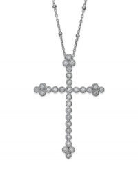 Display your faith in style. This charming four-point cross pendant shines with the addition of full-cut diamonds (3/8 ct. t.w.) in sterling silver. Approximate length: 18 inches. Approximate drop length: 1-1/2 inches. Approximate drop width: 1 inch.