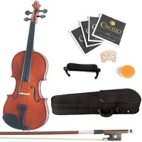 Mendini 3/4 MV200 Solid Wood Violin in Natural Finish with Hard Case, Shoulder Rest, Bow, Rosin and Extra Strings