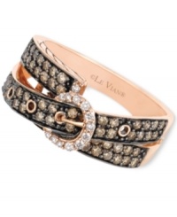 Wrap your fingers in this glam style. Le Vian's belt buckle ring features two rows of round-cut chocolate diamonds (5/8 ct. t.w.) and white diamonds (1/10 ct. t.w.) in 14k rose gold. Size 7.