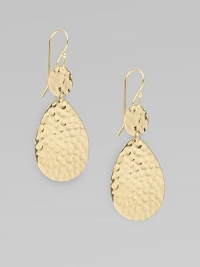 From the Crinkle Collection. An elegant shape of hammered 18k gold makes for a bold yet subtle creation.18k gold Length, about 1½ Ear wire Made in USA