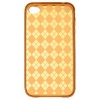 Premium TPU Flexi Argyle Gel Skin for Apple iPhone4, 4th Generation, 4th Gen Flexible See Thru Skin, Checkers Plaid Print (Orange)