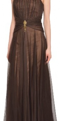 BADGLEY MISCHKA Strapless Silk Long Gown Dress 6