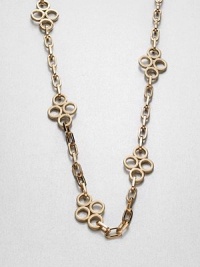 A chain-link necklace with a clever abstract clover design.16K goldplatedLobster clasp closureNecklace length, about 20Made in USA