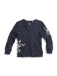 GUESS Kids Boys Slit Neck Shirt with Appliqué, NAVY (7)