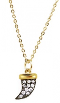 Small Diamond CZ Horn Pendant Necklace 14KT Gold and Sterling Silver Good Luck Charm Talisman