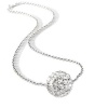 Cz Diamond Color Bead Ball Cubic zirconia Necklace Pendant. Includes Silver Clad Chain 18 Inch 2mm Rolo Chain